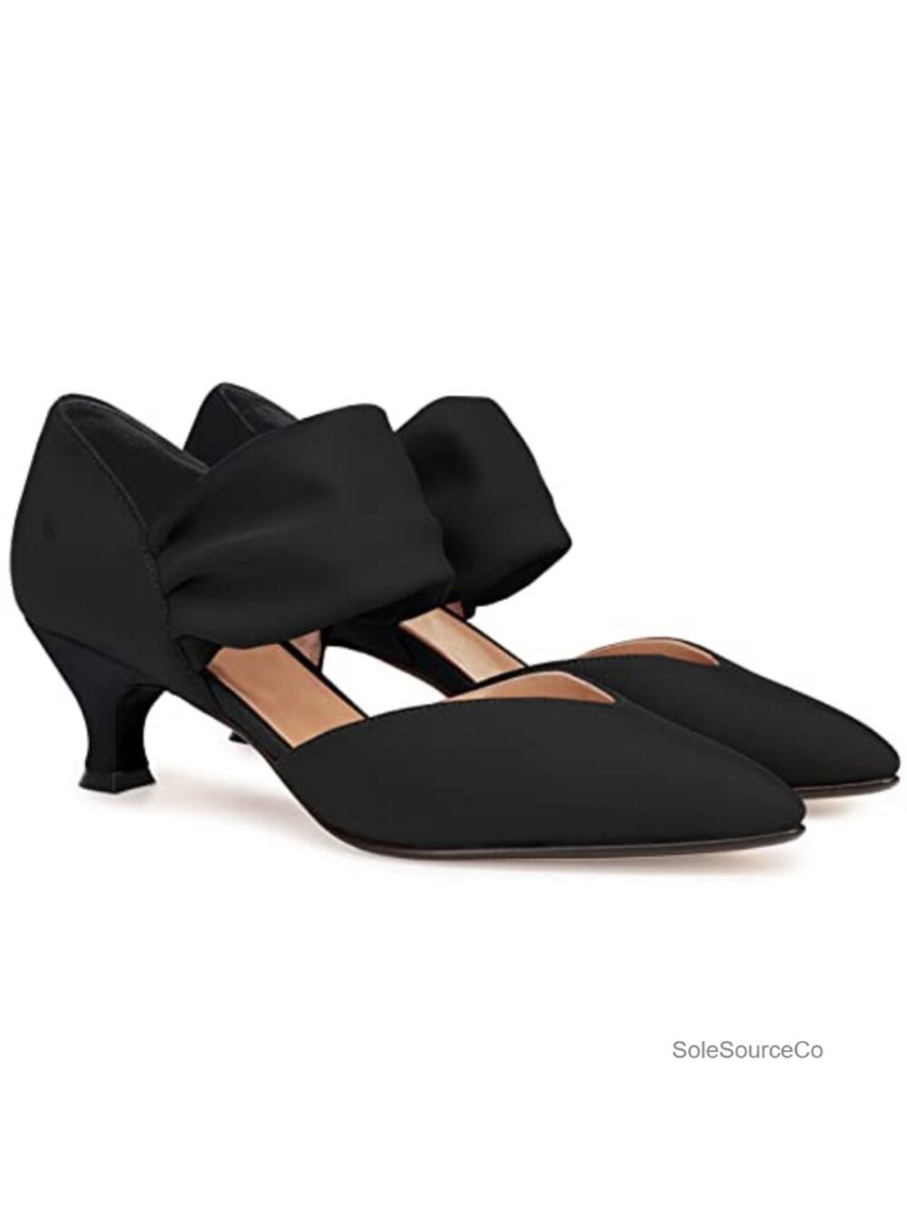 Women's Kitten Heel Dress Pumps Pointed Toe Ankle Strap Slip On Cutout Wedding